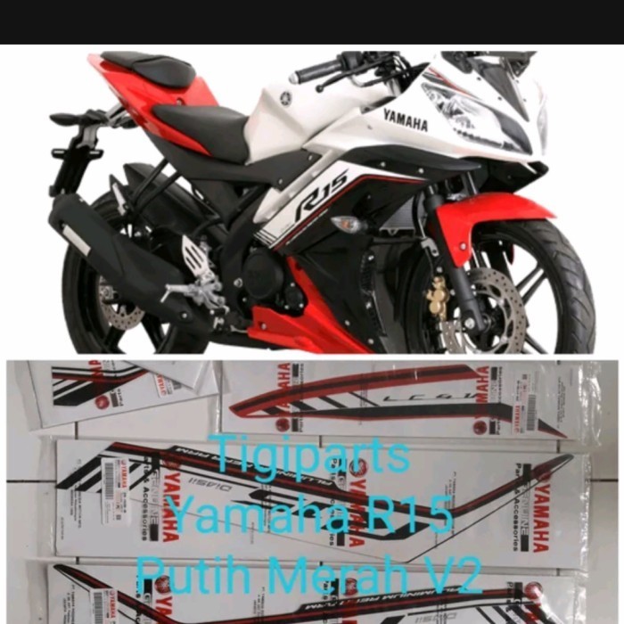 Striping Stiker Yamaha R15 V2 Putih Merah