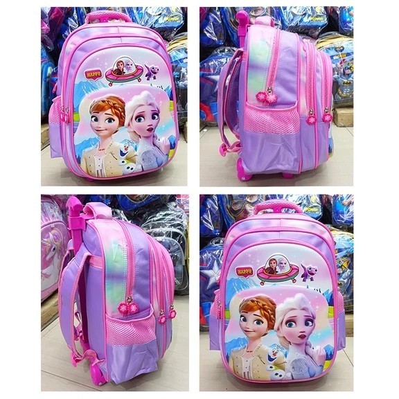 Baru tas trolley ransel sekolah anak SD Frozen 2 Elsa import troli dorong