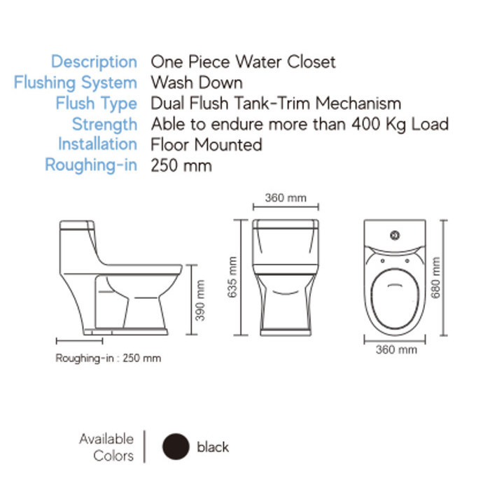 TRILLIUN CLOSET DUDUK OPAL BLACK