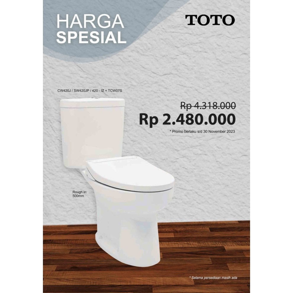CLOSET DUDUK TOTO CW 420 J + TUTUP ECO WASHER TCW 07 S - ECOFLUSH