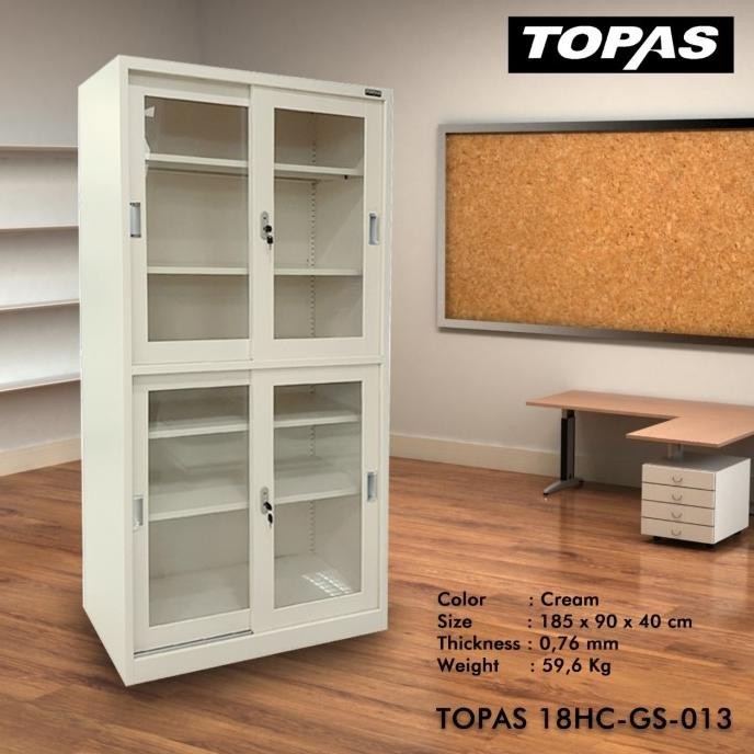 Lemari Besi Penyimpanan Pintu Kaca Geser Atas Pintu Kaca Geser Bawah
