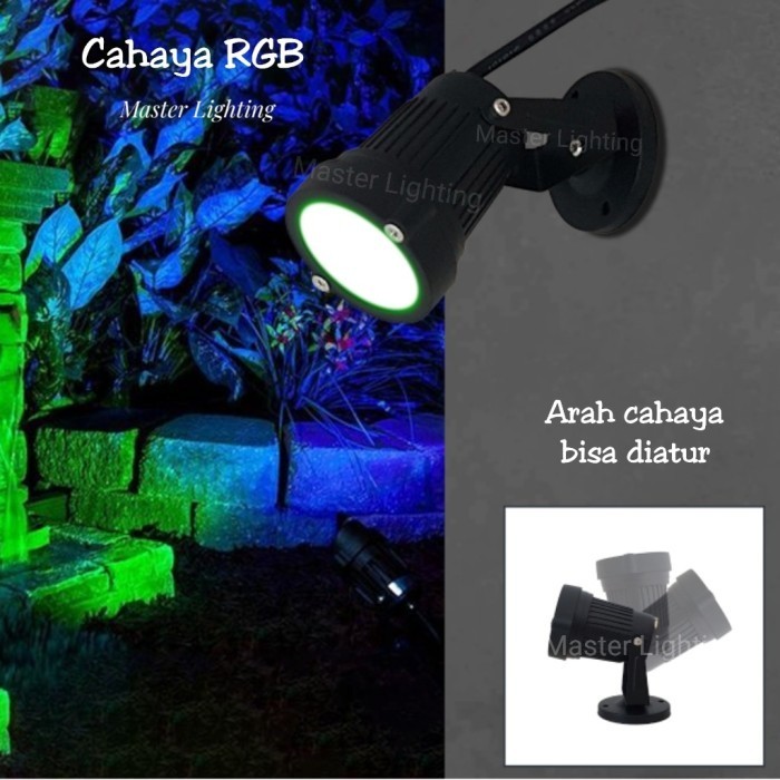 LAMPU TAMAN SOROT COLOUR RGB 3W LED SPOTLIGHT WATERPROOF WARNA WARNI