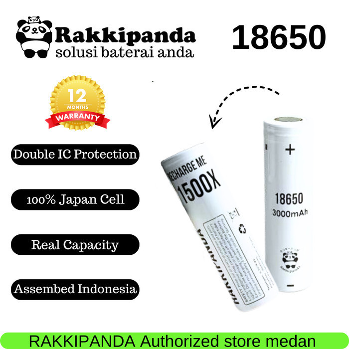 {{{{{{] BATERAI RAKKIPANDA 18650 FLAT TOP (RATA) 3000 MAH