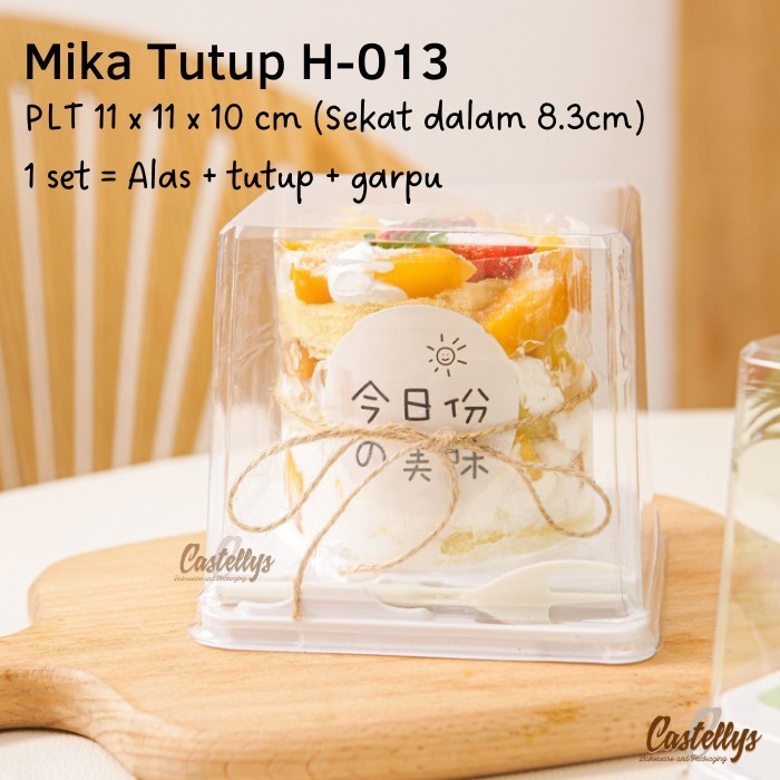 <<<<<] Kotak Mika Tutup + Garpu H013 Mini Cake Kue Tart Potong Bolu Pudding
