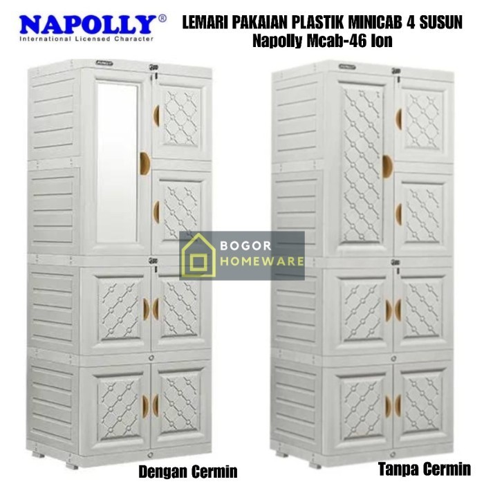 (Khusus Bogor) Lemari Baju Plastik 2 Pintu Napolly Mcab-46 Ion 4 Susun Barang Baru