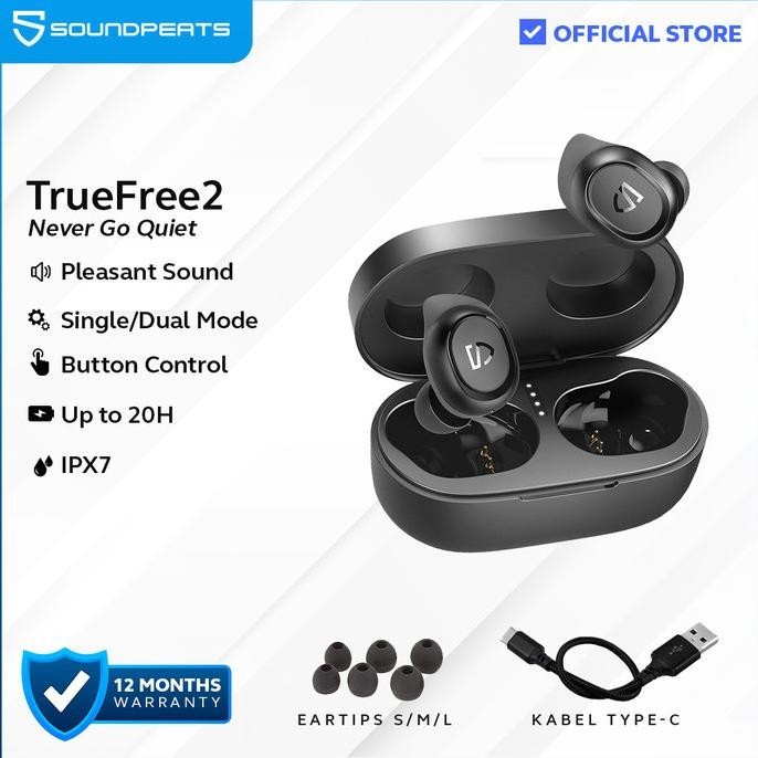 Soundpeats Truefree 2 True Wireless Earbuds - Black