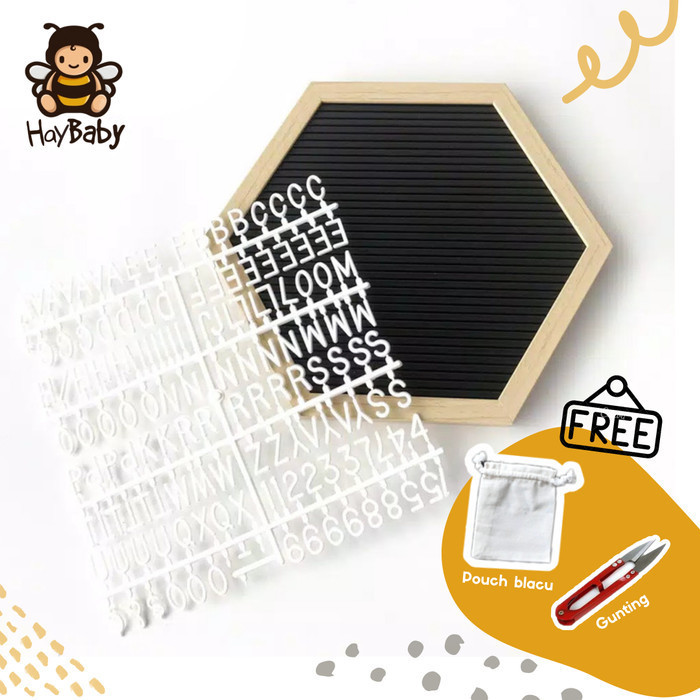 

Ready FELT LETTER BOARD HEXAGON / papan nama bayi