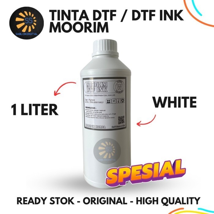 

Ready Tinta DTF Moorim ukuran 1 Liter warna PUTIH / WHITE