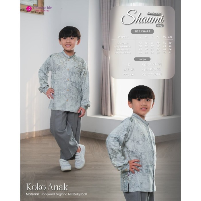 Baju Sarimbit Keluarga 2024 / Rauna Shaumi Grey / Fashion Muslim