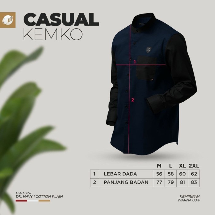 Samase Kemko Casual Baju Kemeja Koko Muslim Pria Lengan Panajang U031