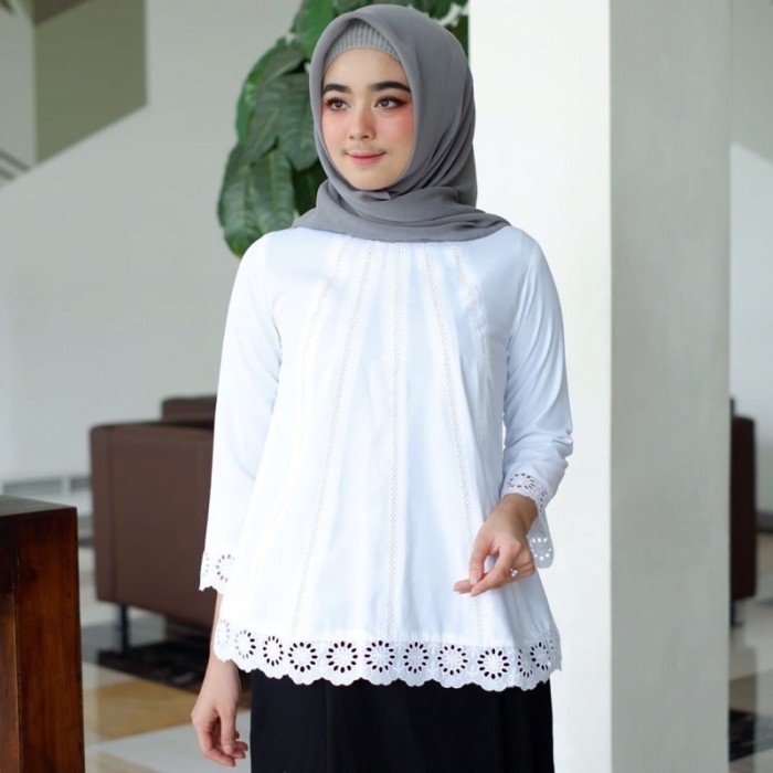Blouse Putih Wanita Kerja Muslim Atasan Cewek Putih Baju Putih Wanita