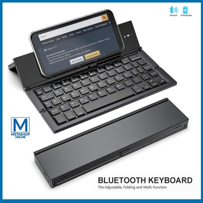 Bow Folding Keyboard Wireless Rechargeable Bluetooth For Phone Tablet