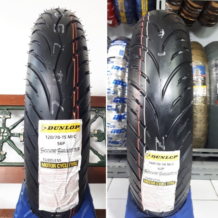 Ban Motor Dunlop Scoot Smart 2 Paket Xmax 120.70.15 Dan 140.70.14