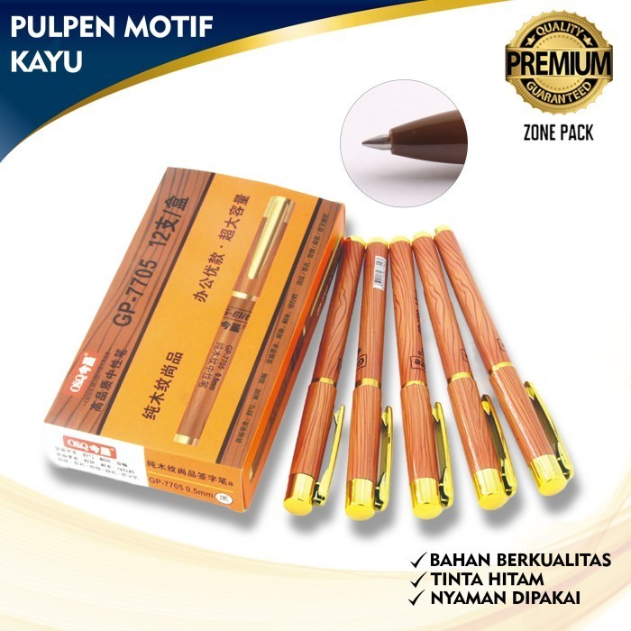 

populer] Zone Pack Pulpen Motif Kayu Alat Tulis Bolpoin Tinta Hitam Motif