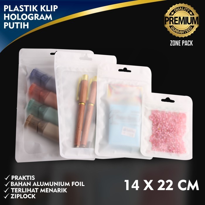 @#@#@#] Plastik Klip Hologram Flat Putih 14x22 CM Plastik Klip Aksesoris ZP