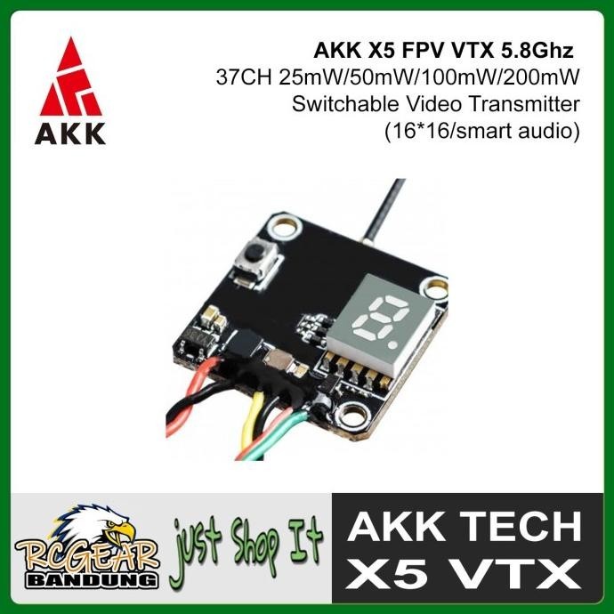 Akk X5 Fpv Vtx Analog 5.8G 200Mw 16X16Mm Video Transmitter