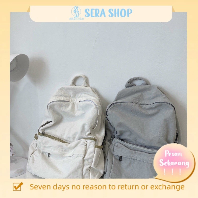 

✆Sera Sera Tas Sekolah Impor Wanita Jepang Dicuci Kanvas Sederhana Warna Solid Versi Korea dari Harajuku SMA Ransel Mahasiswa Ransel