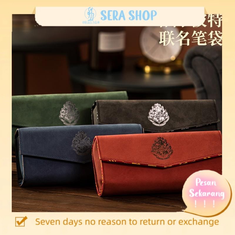 

✔►✕Sera Sera kuat Harry Potter kotak pensil 66808 tas persegi berkapasitas besar multi-fungsional penuh kulit pola gelap timbul mahasiswa kotak pensil
