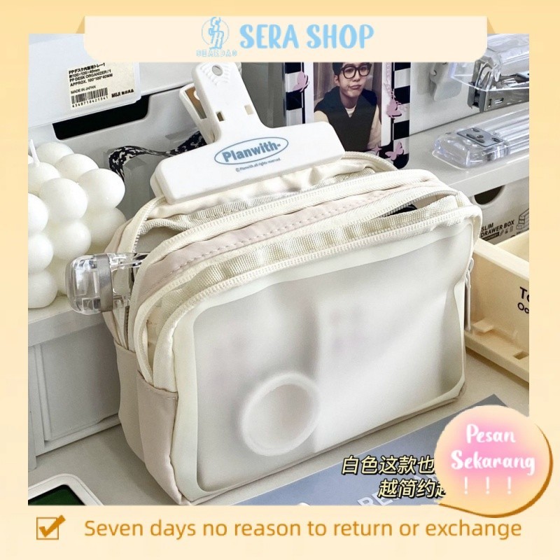 

▨☈♣Sera Versi Korea dari Kotak Pensil Transparan Berlapis Krim Sederhana Siswa Sekolah Dasar dan Menengah Portabel Tas Alat Tulis Berkapasitas Besar Multifungsi