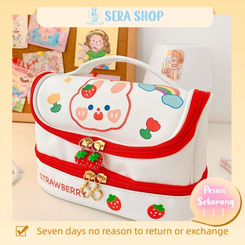 

﹉Sera Multi-Lapisan Tas Pensil Gadis Jepang Bernilai Tinggi Kapasitas Besar Gadis Gadis Cantik Hati Tas Kosmetik Kotak Alat Tulis