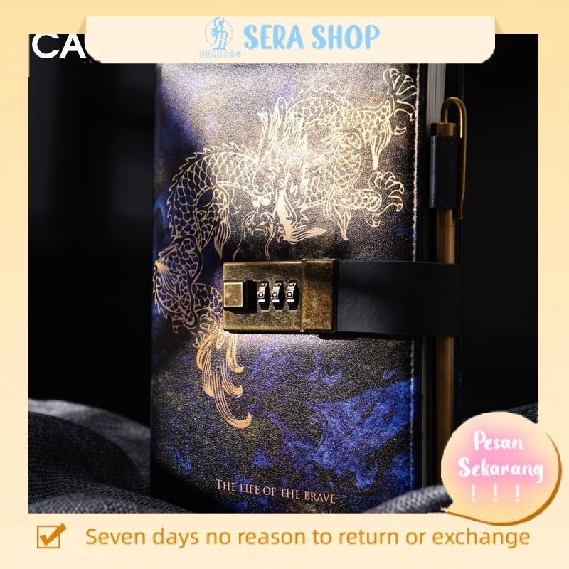 

▼❀Sera Kaji Notebook Retro Advanced Advanced Password Buku Menebal dengan Kunci Tangan Buku Besar Anak Laki-laki Kreatif Relief Diary