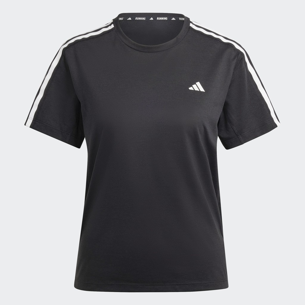 ADIDAS RUNNING Own the Run 3-Stripes T-Shirt Wanita Hitam IQ3875