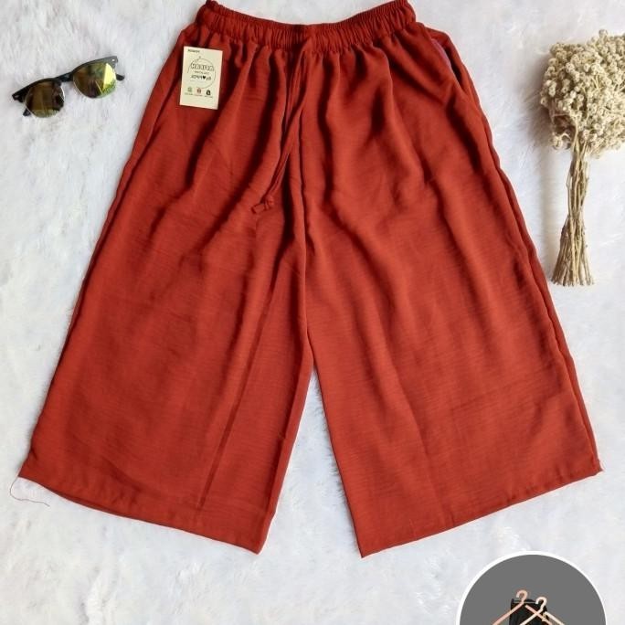 New - kulot crinkle pendek 7/8 / celana kulot crinkle airflow wanita - lemon ,.