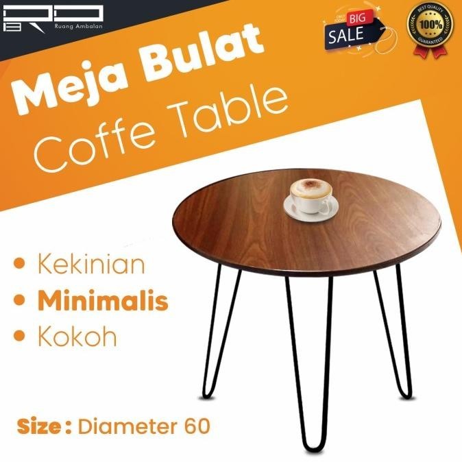 meja bulat/coffee table/meja bundar/meja cafe/ meja kayu besi bulat