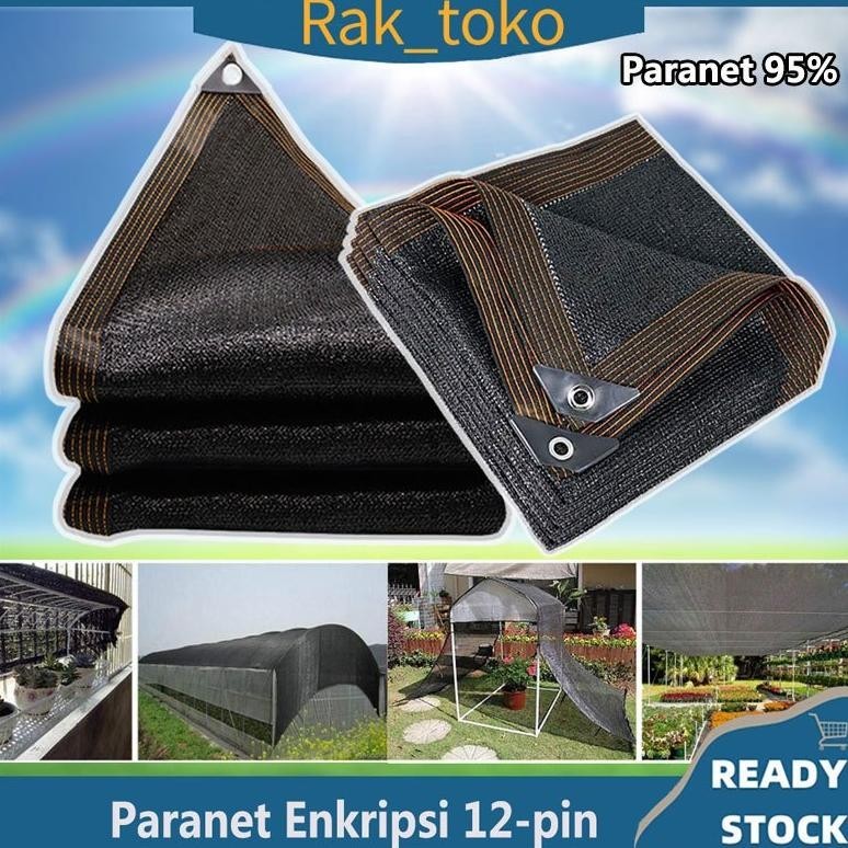 Paranet 95% Lebar 2/3/4 Meter Shading Net Nylon Anti Panas Enkripsi 12-pin Jaring Paranet Pelindung 