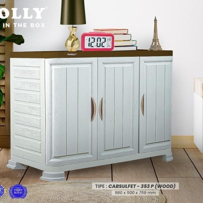 Lemari Plastik Napolly Cabinet Buffet Tempat Pajangan Rak TV