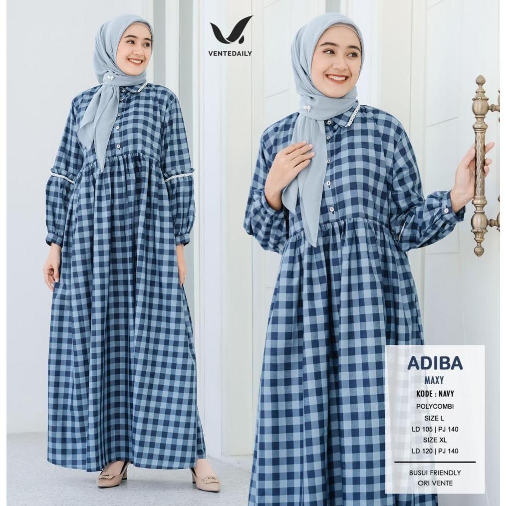READY ADIBA MAXY ORI VENTE / ADIBA DRESS MAXI JUMBO KATUN POLICOMBI SQUARE LD105 LD120 LD130 SIZE M 