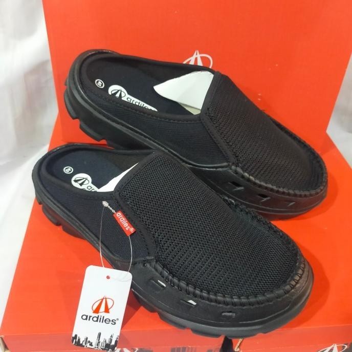 sepatu sandal selop karet pria Ardiles Apoo hitam original