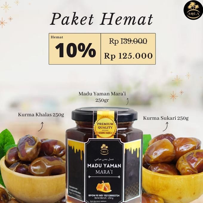 

Paket Hemat Kurma Dan Madu / Madu Yaman Marai / Khalas / Sukkary