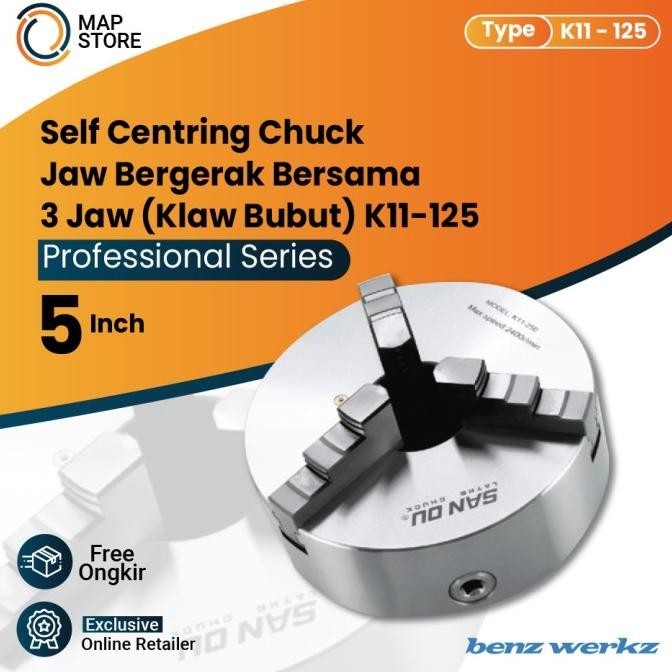 Chuck Bubut 5" 3 Jaw / Claw Bubut 3 Jaw / Catok Kepala Bubut 5 Inch