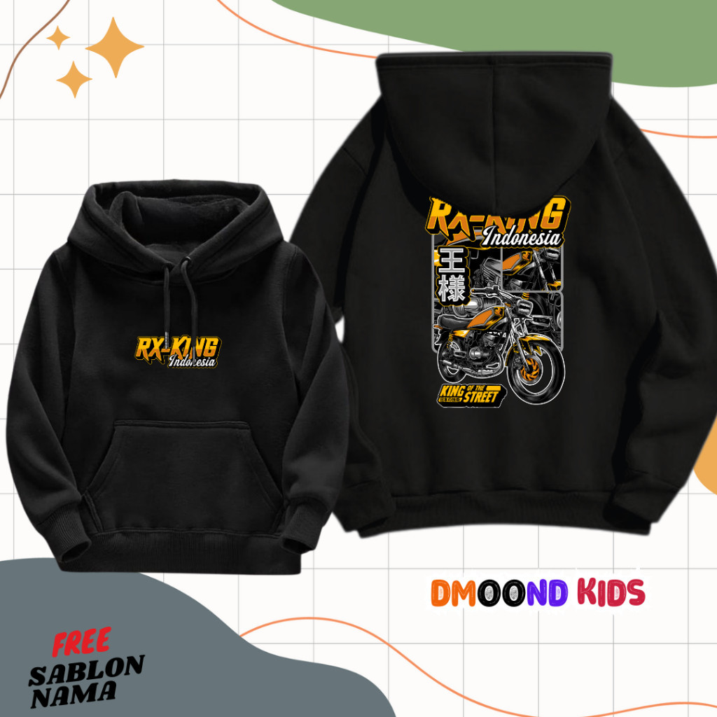 JAKET HOODIE ANAK MOTOR RX-KING INDONESIA SPIRIT  FLEECE SWEATER DMOOND