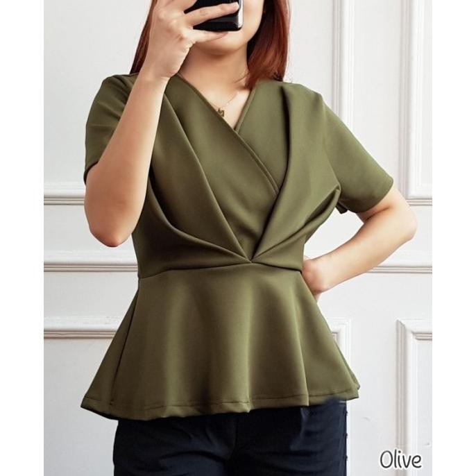 Ab510232 Baju Atasan Wanita Blouse Korea Merah Hijau Natal Hitam