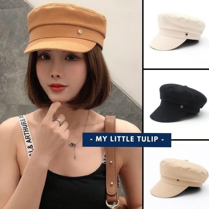 Topi Military Wanita Pria Topi Keren Cewek Topi Bagus Kekinian Korea