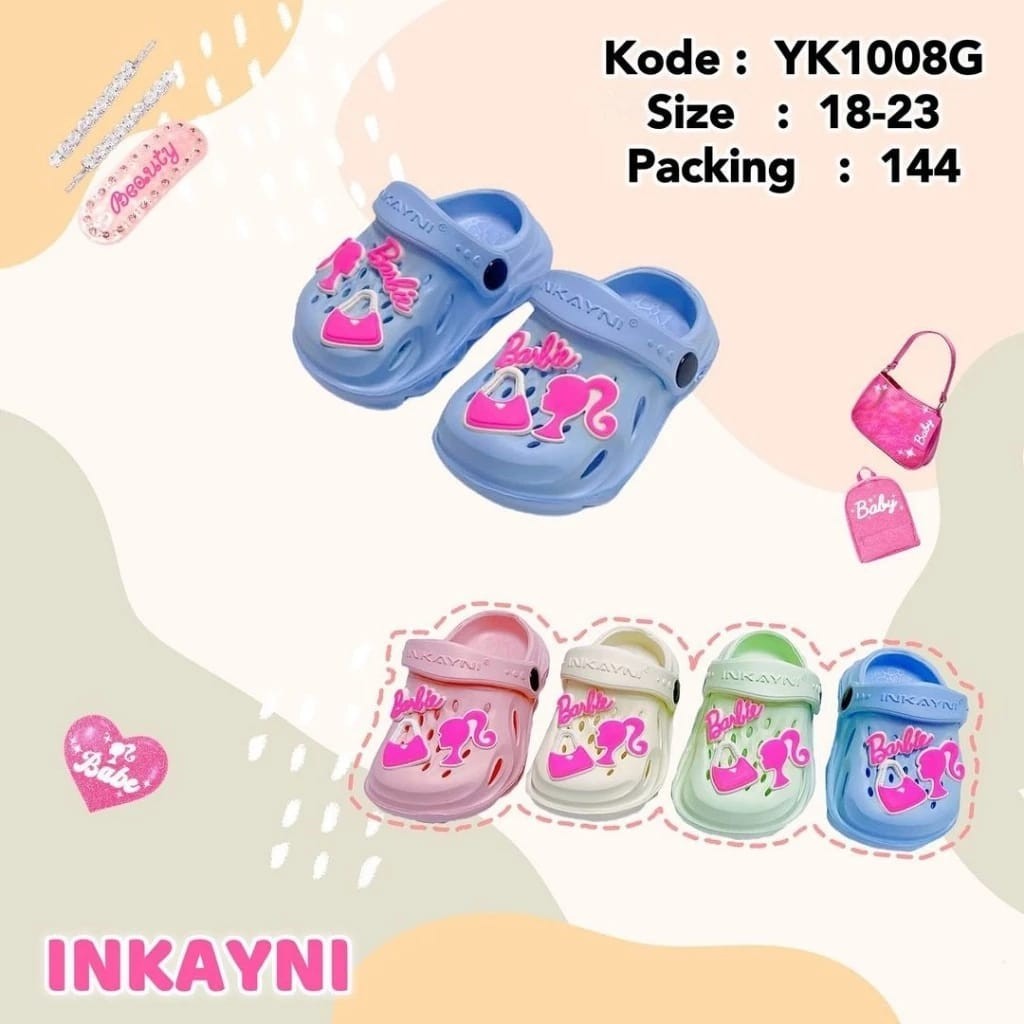 	 [Felinne] INKAYNI Sandal Anak Perempuan YK 1008 Sandal Baim Anak Cewek Karakter Barbie Anti Slip Ukuran 18-23	