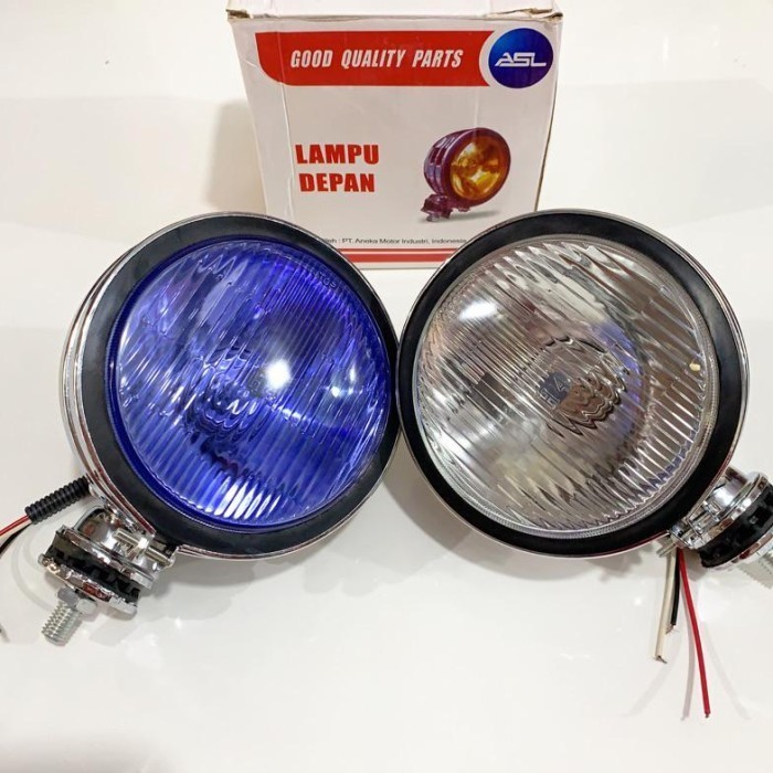 Baru!!! LAMPU MOTOR REFLEKTOR LAMPU DEPAN HEADLAMP BULAT H4 CUSTOM CLASSIC