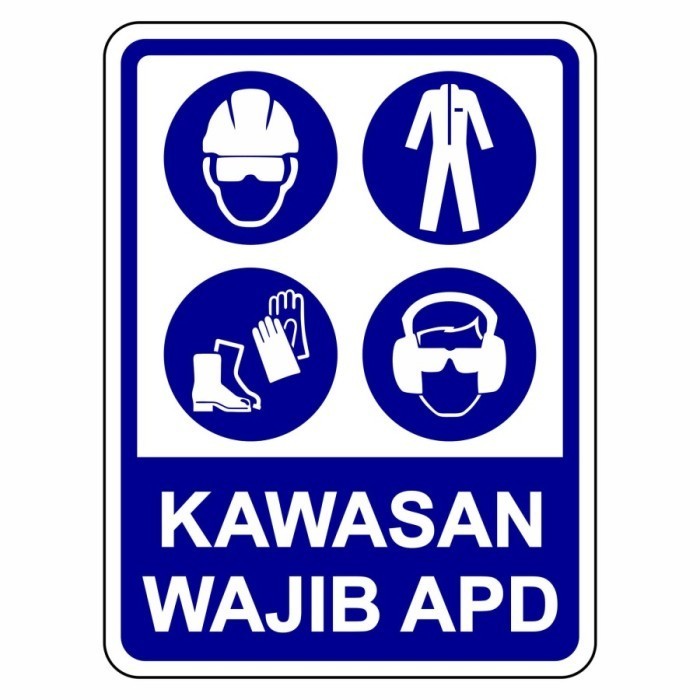 

Rambu K3 Kawasan Wajib APD Plat Alumunium uk 40x60 cm