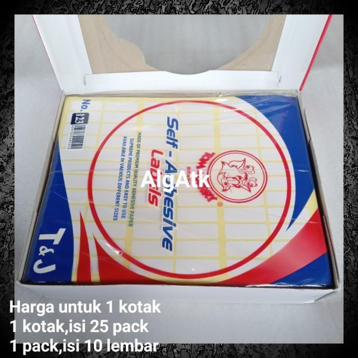 

label tom & jerry no.123 harga untuk 1 kotak isi 25 pack