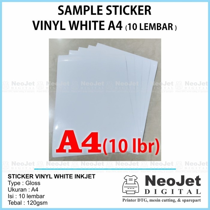 

Sample Sticker Stiker Vinyl Inkjet White Putih Glossy A4