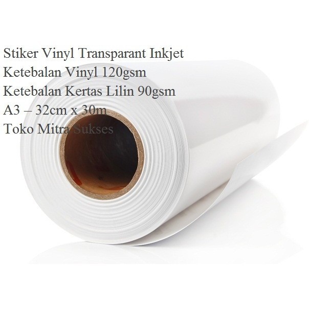 

Stiker Vinyl Transparant Inkjet A3+ Roll 32cm x 30m Baru