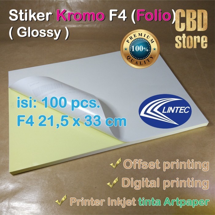 

Kertas Stiker KROMO F4 Folio Sticker CHROMO Glossy 100 pcs merk Lintec