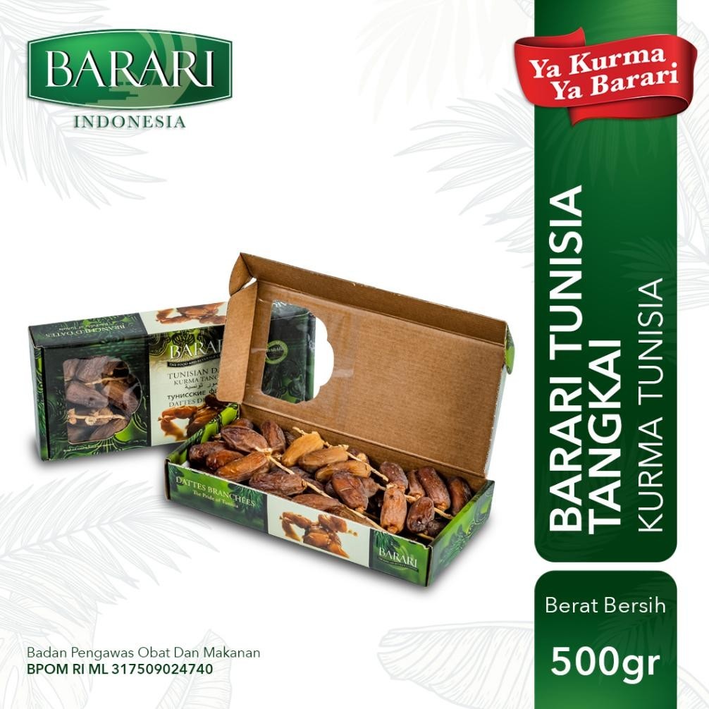 

POJ Kurma Barari Deglet Nour Branched (Tangkai) 500Gr Tunisia TERLARIS