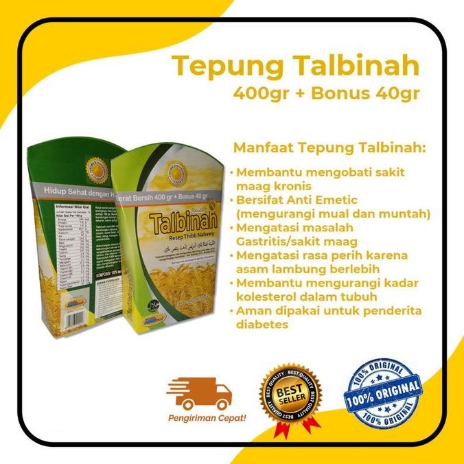 

Tepung Talbinah Assabil Amin Food untuk Pencernaan (400gr+40gr) ASLI
