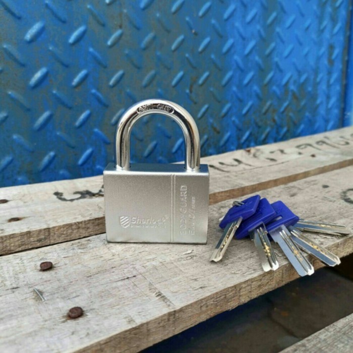 GEMBOK SHERLOCK ELLIOT PERISAI BAJA UKURAN 63 MM PENDEK SILVER