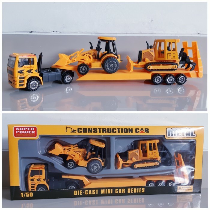 Diecast Set Contruction Alloy - Mainan Miniatur Truck Buldozer Traktor