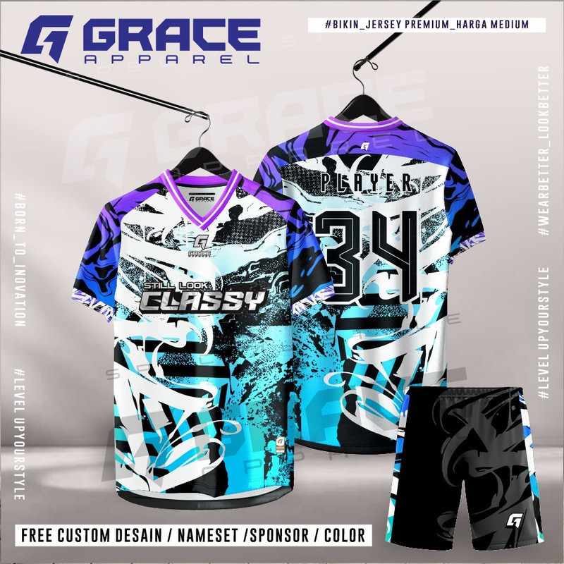 jersey bola FUTSAL ABSTRAK UNGU