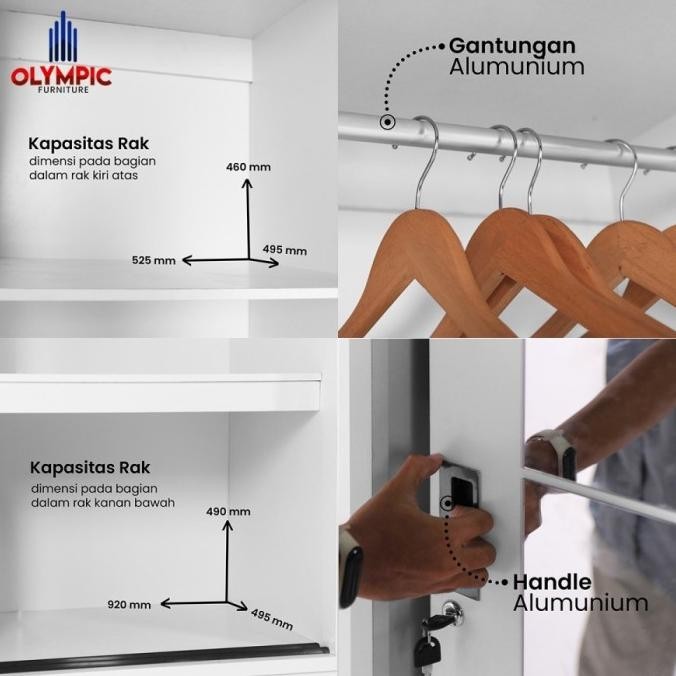 Lemari Pakaian Sliding Olympic 2 Pintu Wsd Palazio